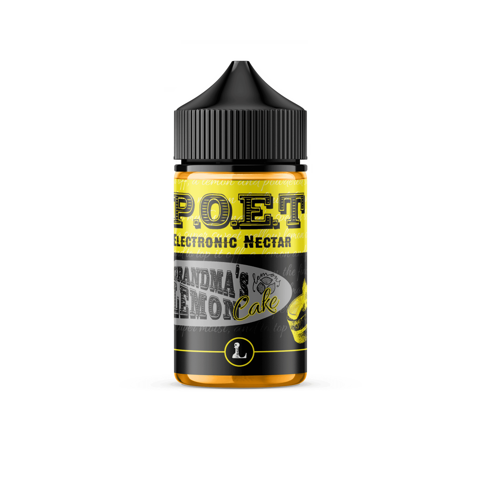 Bottle of Grandma's Lemon Cake Poet e-liquid by Five Pawns, featuring a 60mL bottle with lemon cake flavor and vintage-inspired label design.