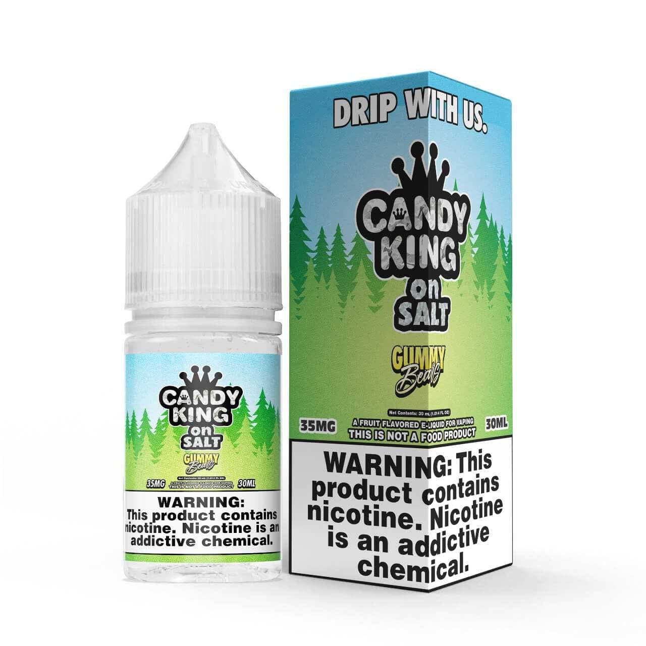 Bottle of Candy King Gummy Bears SALT e-liquid in 30mL bottle, featuring colorful gummy bear illustrations on the label.