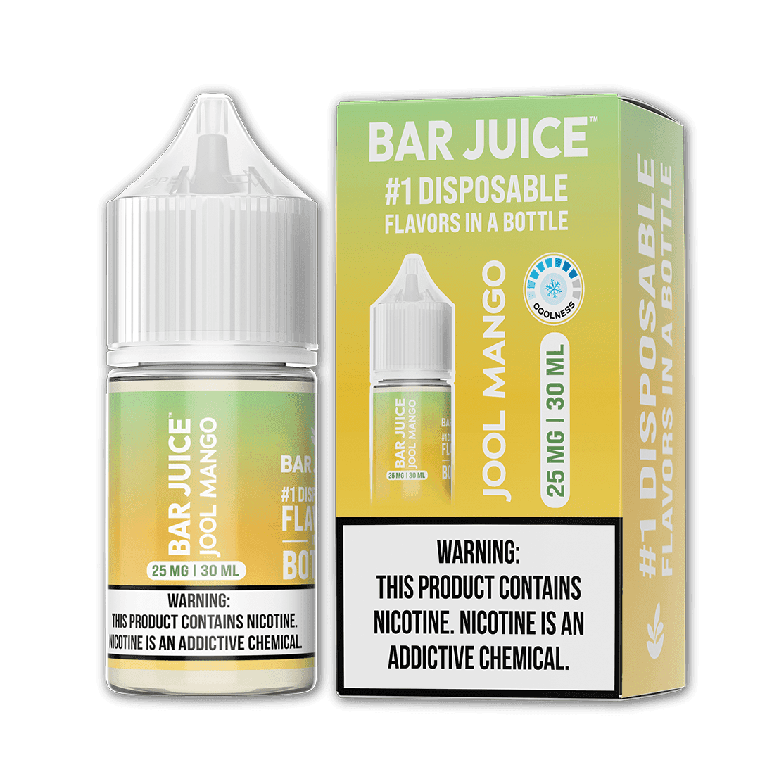 Bar Juice Jool Mango Salt E-liquid bottle, 30mL, featuring vibrant mango flavor with salt nicotine for smooth vaping experience.