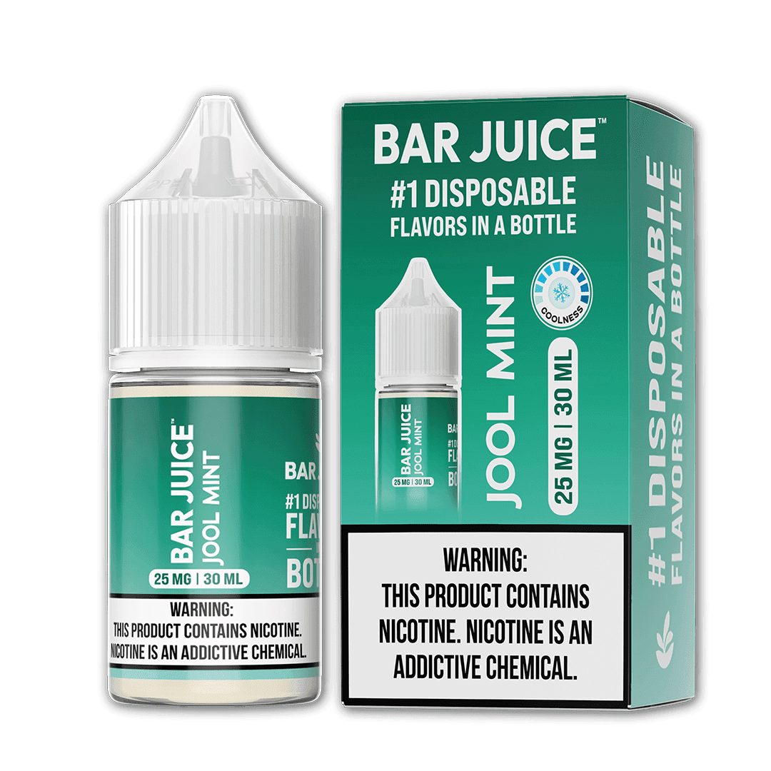 Jool Mint Salt E-liquid by Bar Juice in a 30mL bottle, with fresh mint flavor and clear packaging.