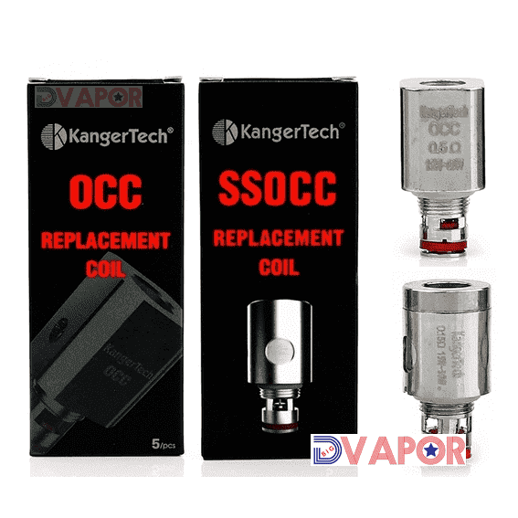 Kanger Vertical OCC or SSOCC vape replacement coils for Subtank, 5-pack, compatible with Kanger electronic cigarette devices.