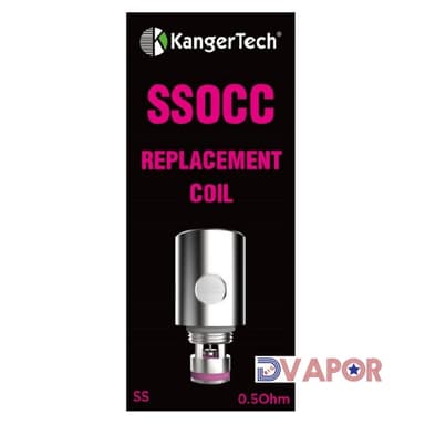 Kanger Vertical OCC or SSOCC (New Style) Replacement Coils for Subtank (5 Pack) — 0.5 Ohm SSOCC (Stainless Steel)