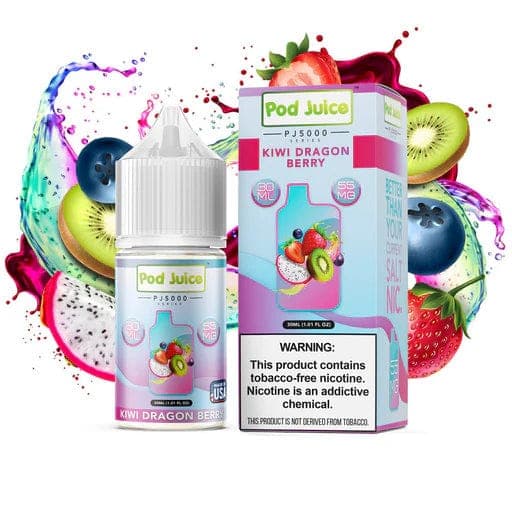 Kiwi Dragon Berry Pod Juice SALT e-liquid in 30mL bottle featuring a blend of kiwi, dragon fruit, and berry flavors.