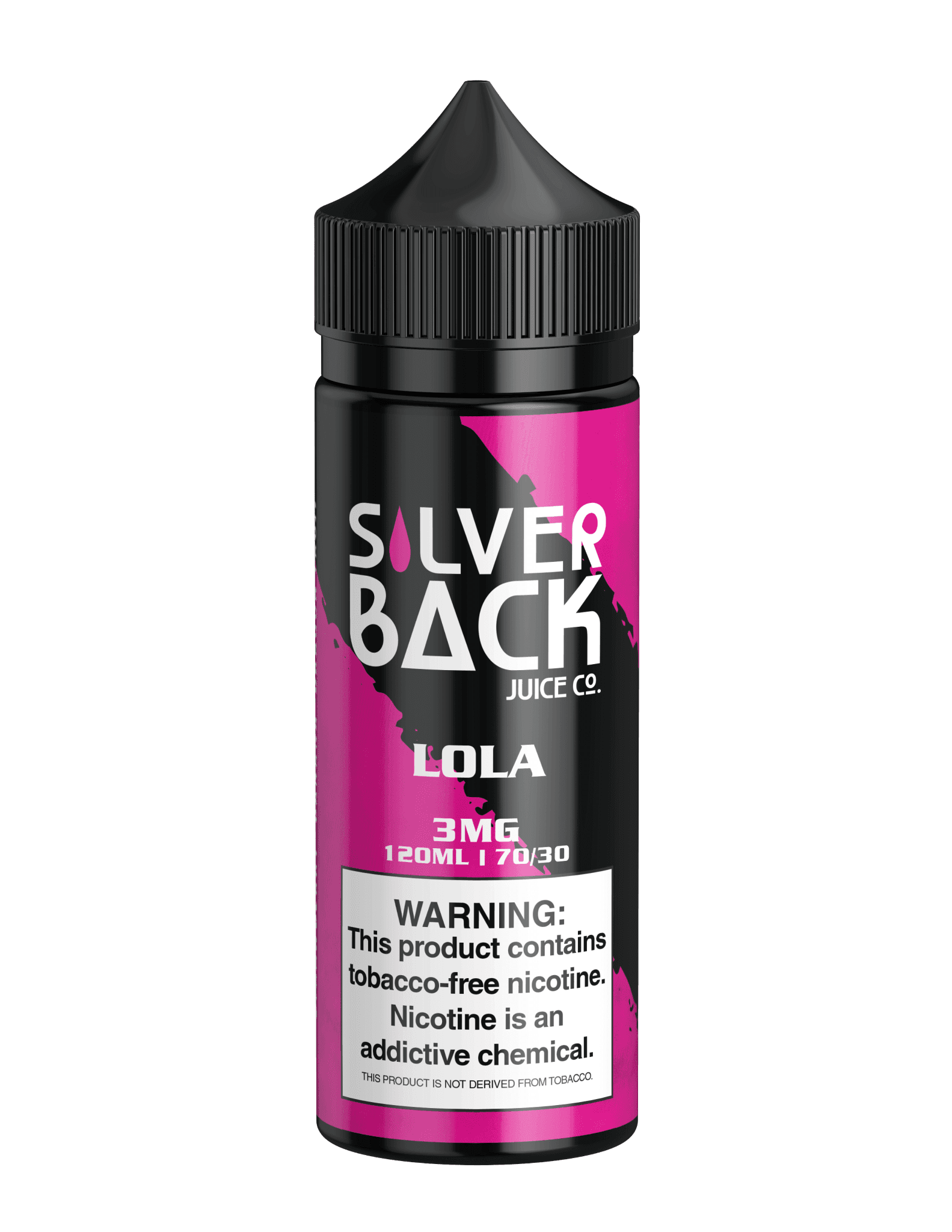 Lola e-liquid by Silverback Juice Co. in a 120mL bottle, featuring vibrant packaging and flavor details.