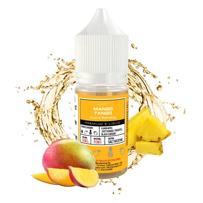 Mango Tango SALT e-liquid by BSX Vapor in 30mL bottle, featuring a tropical mango and citrus flavor blend.