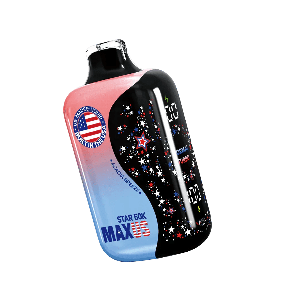 MAXUS Star 50K Disposable Vape shown with sleek design and compact size, ideal for convenient vaping on the go.