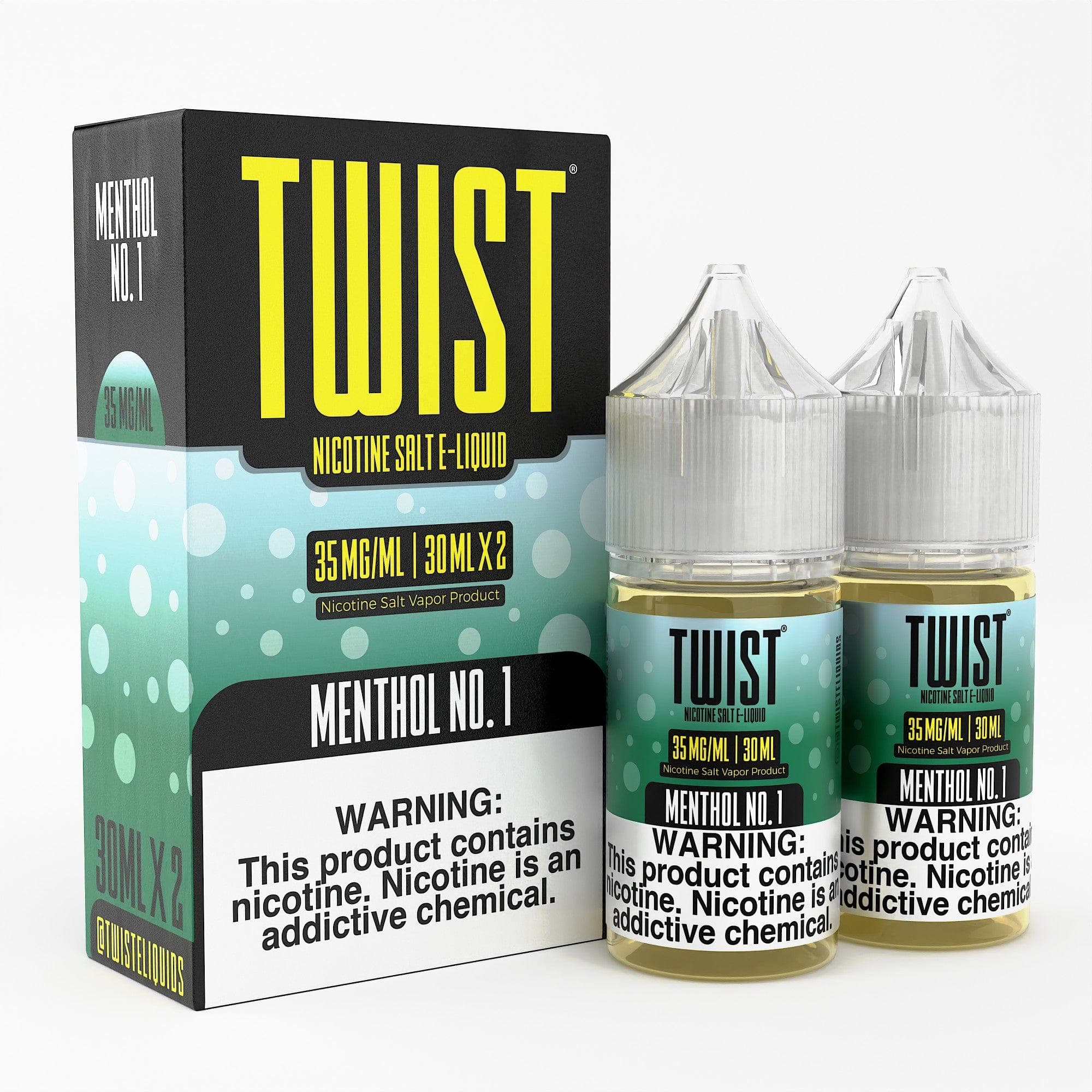 Bottle of Menthol No. 1 SALT Twist E-Liquids 60mL with menthol flavor and salt nicotine, designed for vaping enjoyment.