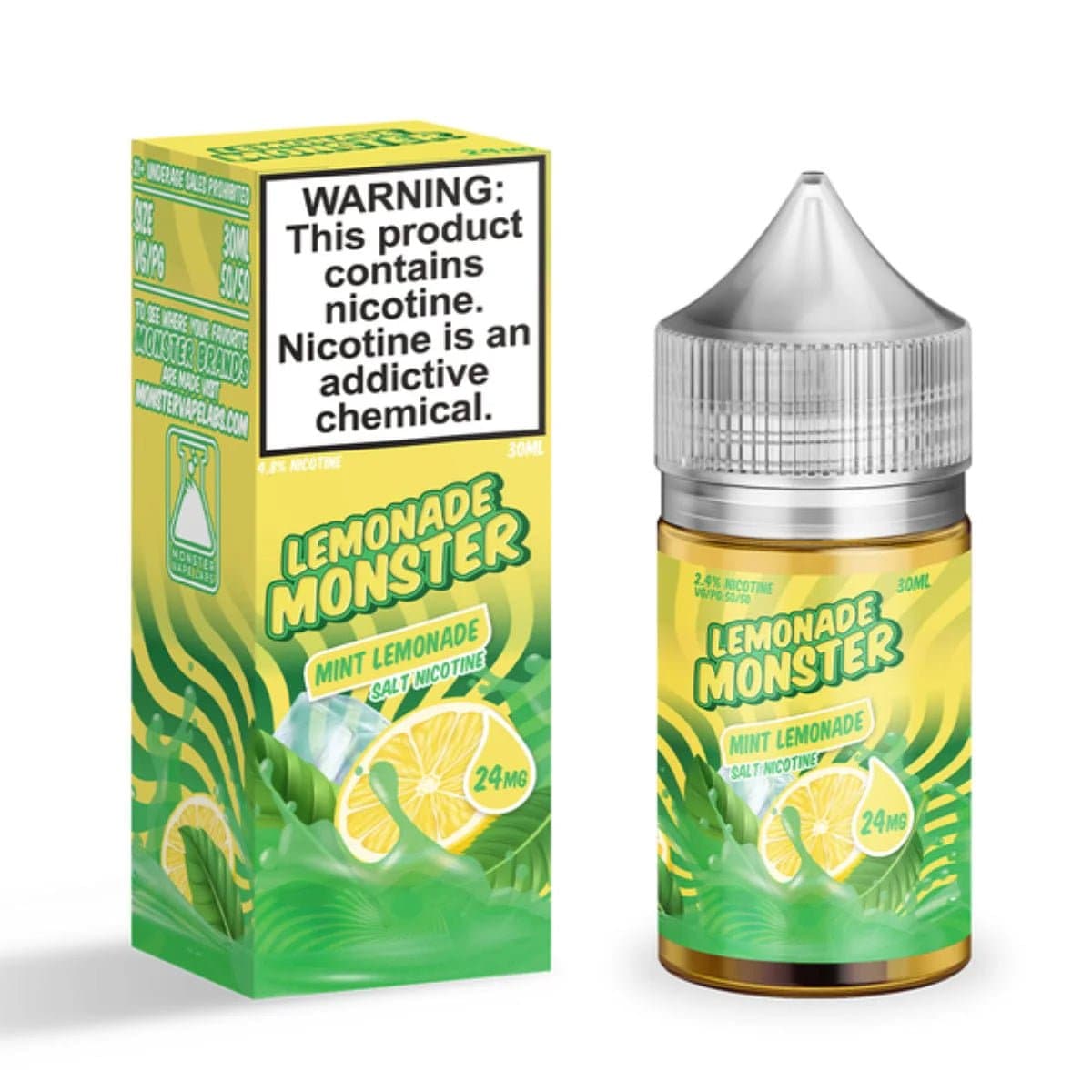 Mint Lemonade SALT e-liquid by Lemonade Monster in a 30mL bottle, featuring a refreshing mint and lemon flavor.