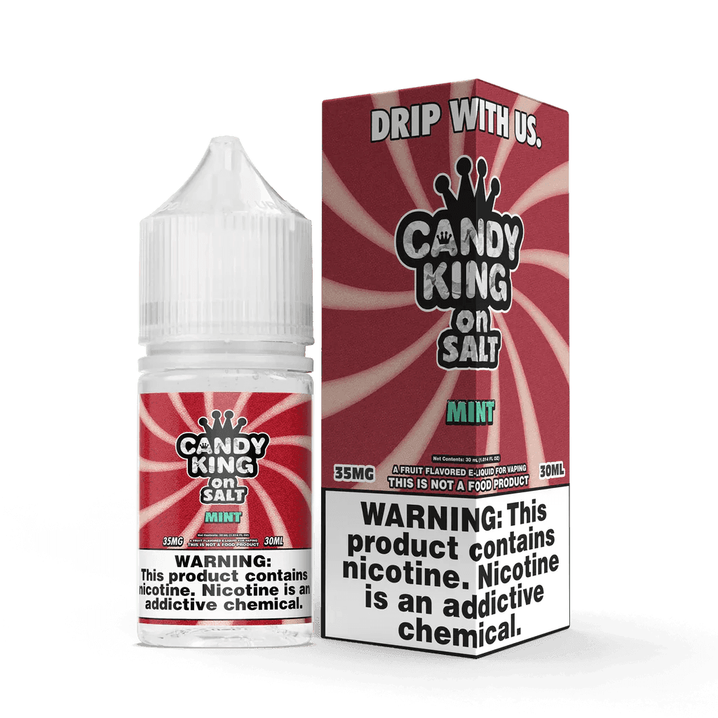 Mint SALT e-liquid by Candy King features a 30mL bottle with a refreshing mint flavor and smooth salt nicotine vape.