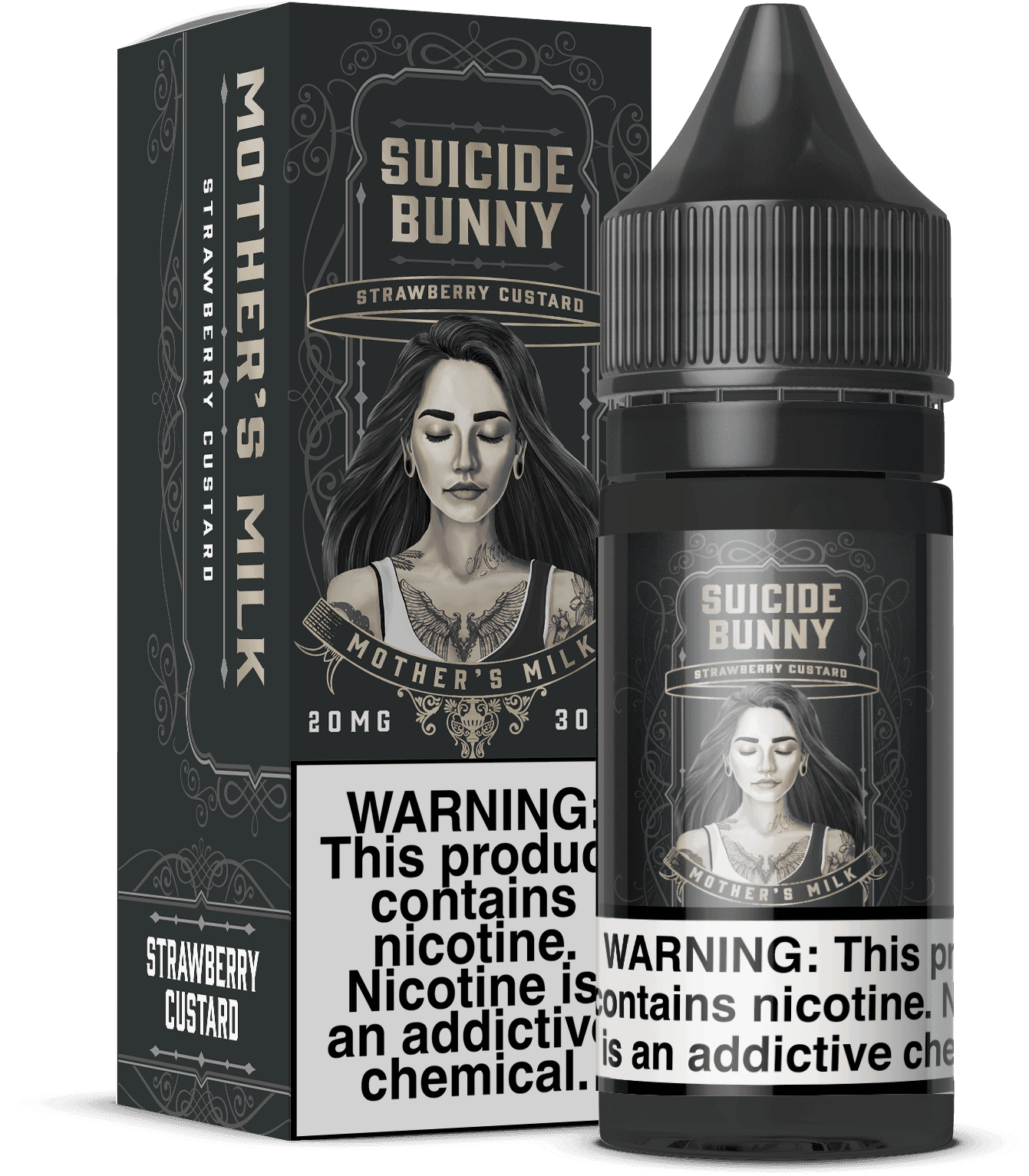 Mother's Milk SALT e-liquid by Suicide Bunny, 30mL bottle featuring smooth, creamy milk flavor with subtle sweet notes.