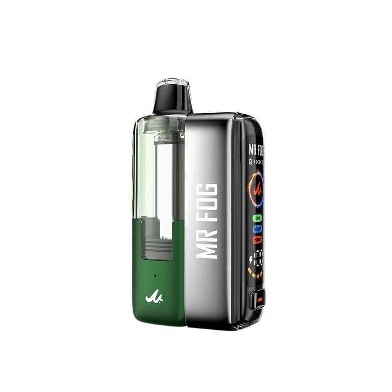 Mr. Fog 45K Puff Disposable Vape Kit showing sleek black design and mouthpiece, compact and portable for easy vaping.