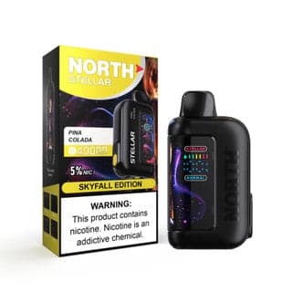 NORTH Stellar 40K disposable vape with Piña Colada flavor, featuring a sleek design and colorful branding.