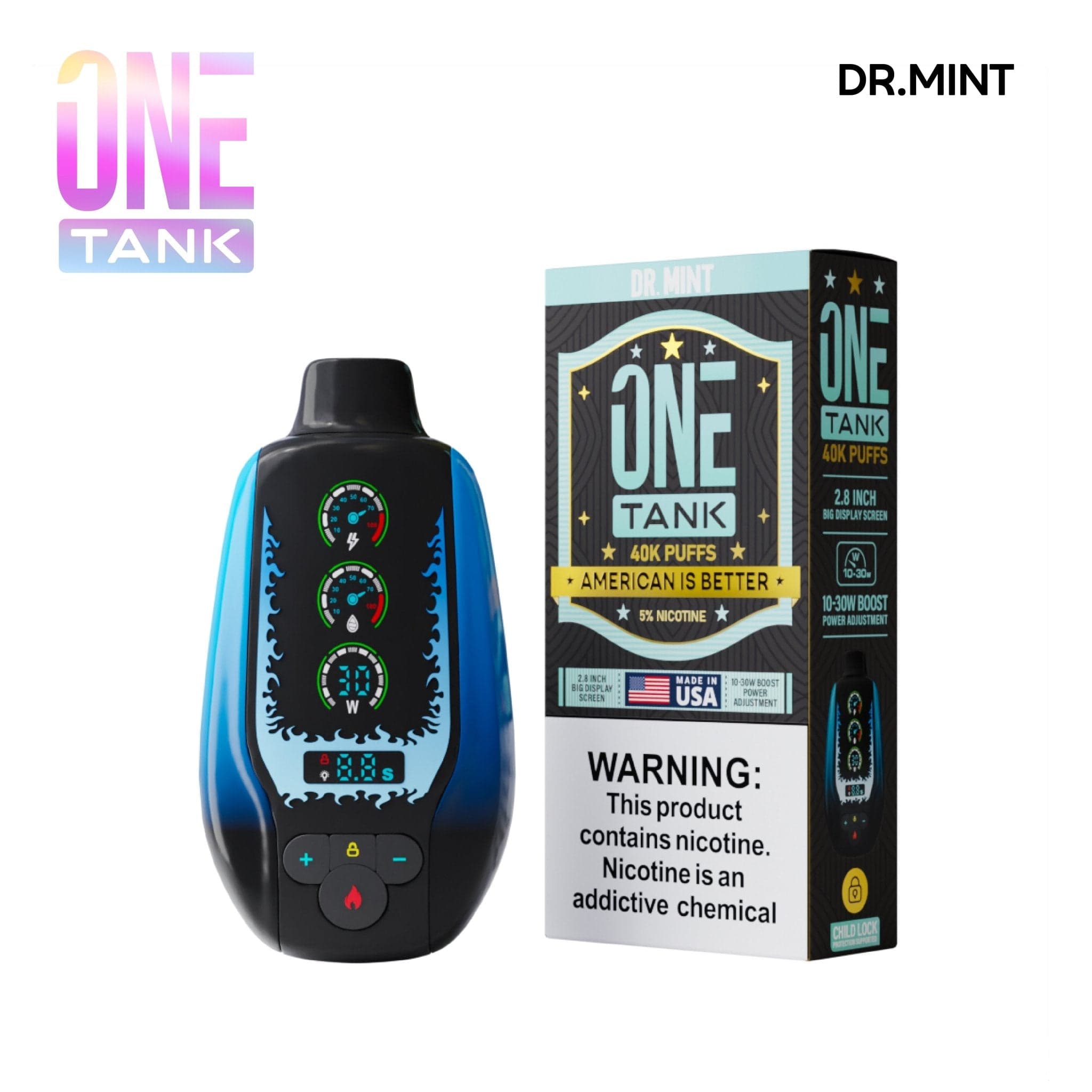 One Tank 40K disposable vape pen with sleek design and compact size, ideal for easy, on-the-go vaping.