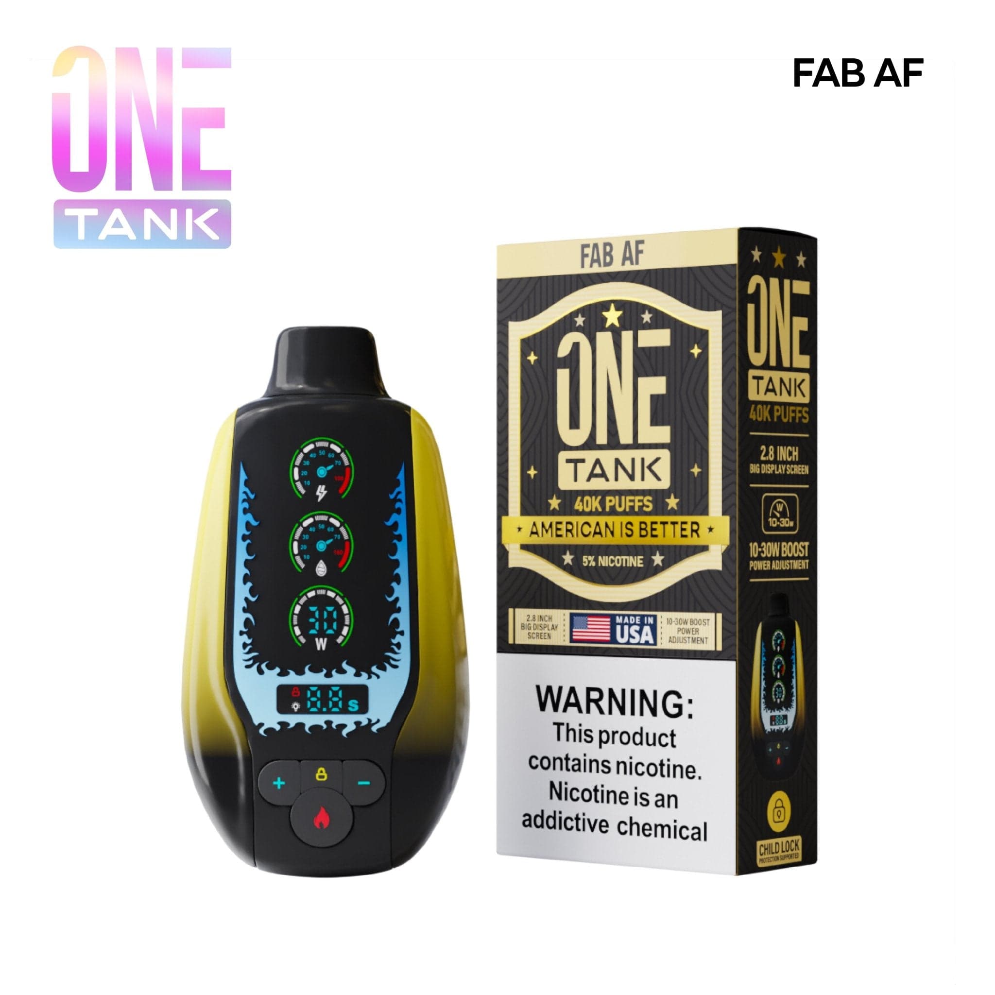 One Tank 40K Disposable Vape device with sleek design and mouthpiece, designed for easy use and long-lasting vaping experience.
