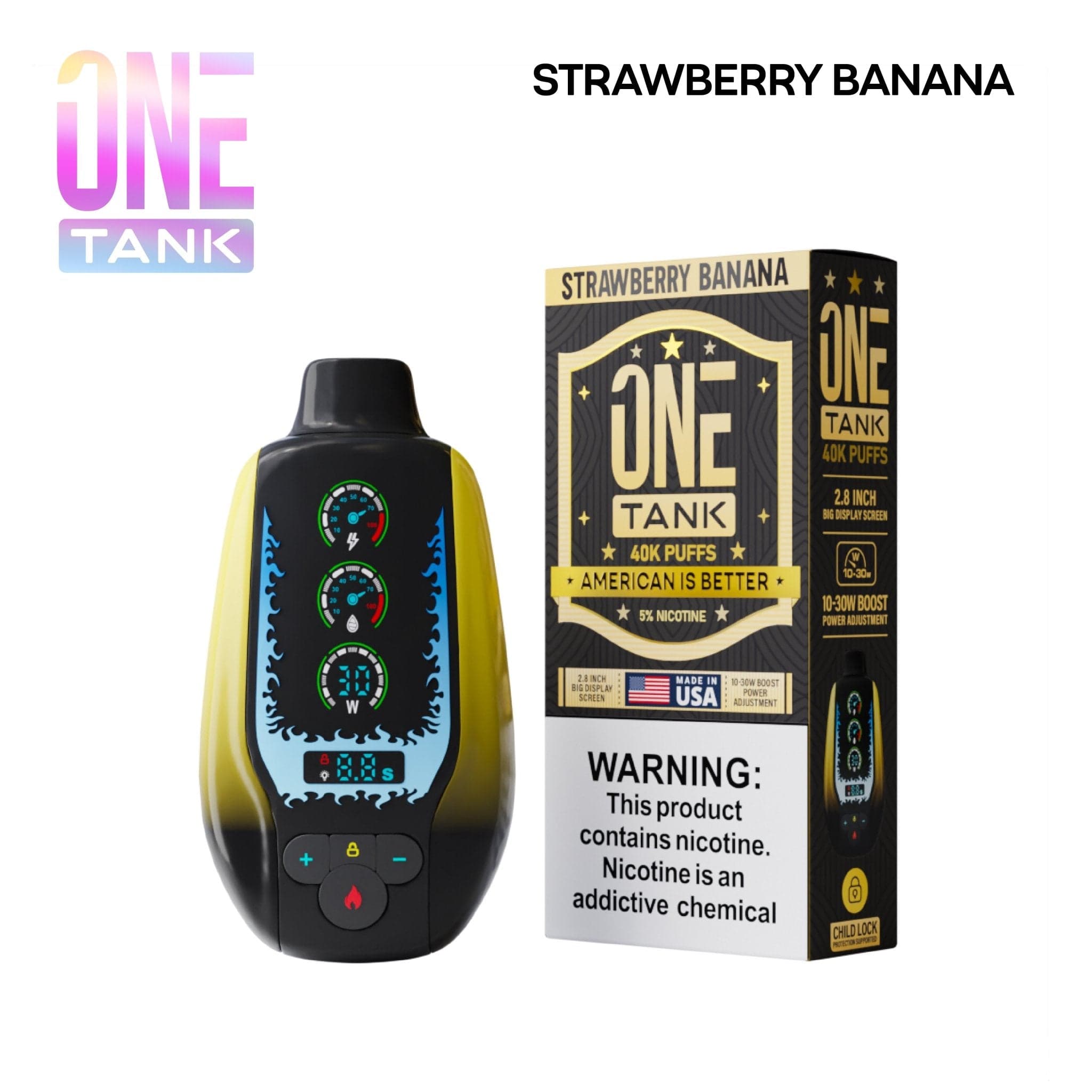 One Tank 40K disposable vape device with sleek design and compact size, ideal for on-the-go nicotine vaping.