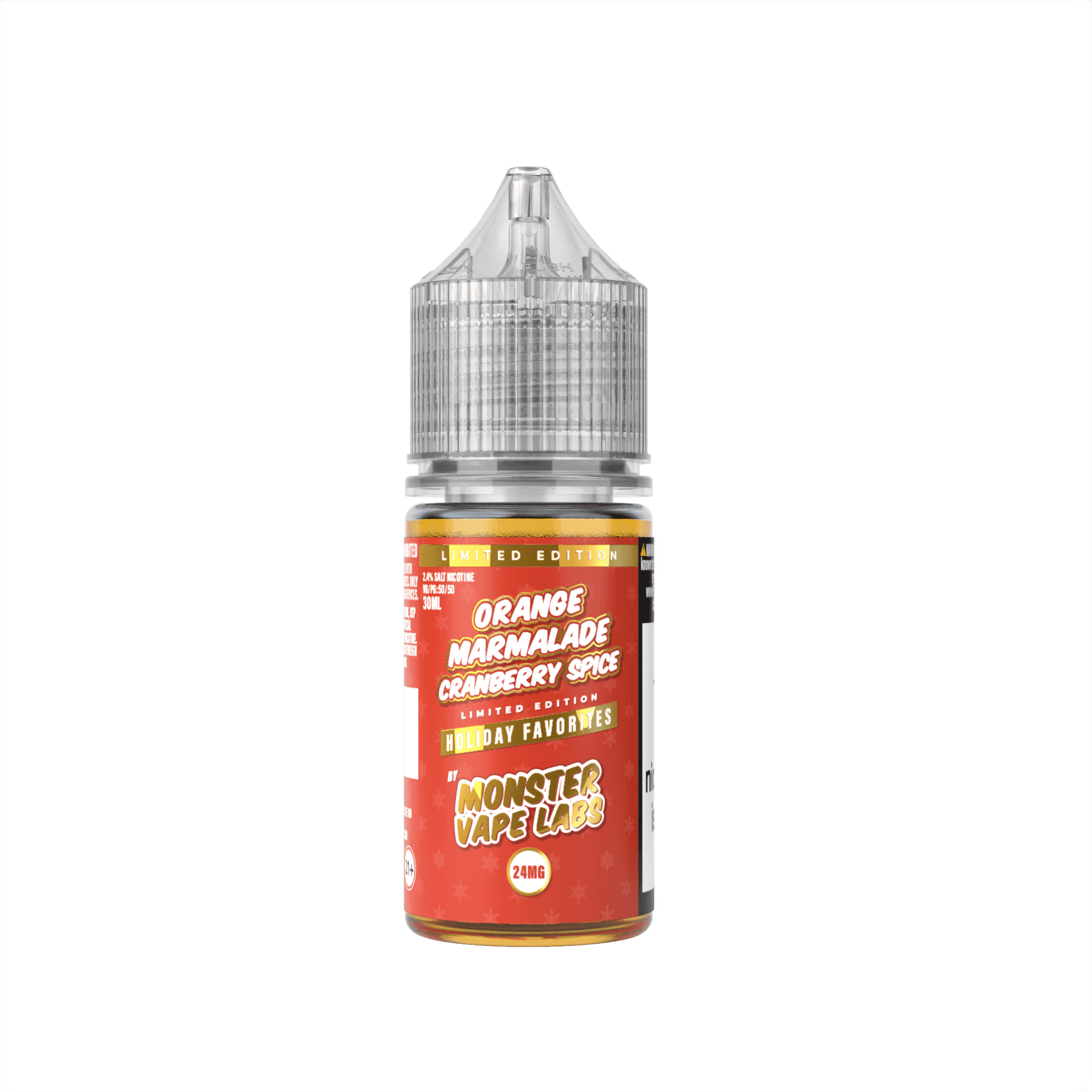Orange Marmalade Cranberry Spice Salt e-liquid by Monster Vape Labs in 30mL bottle, featuring citrus, berry, and spice flavors.
