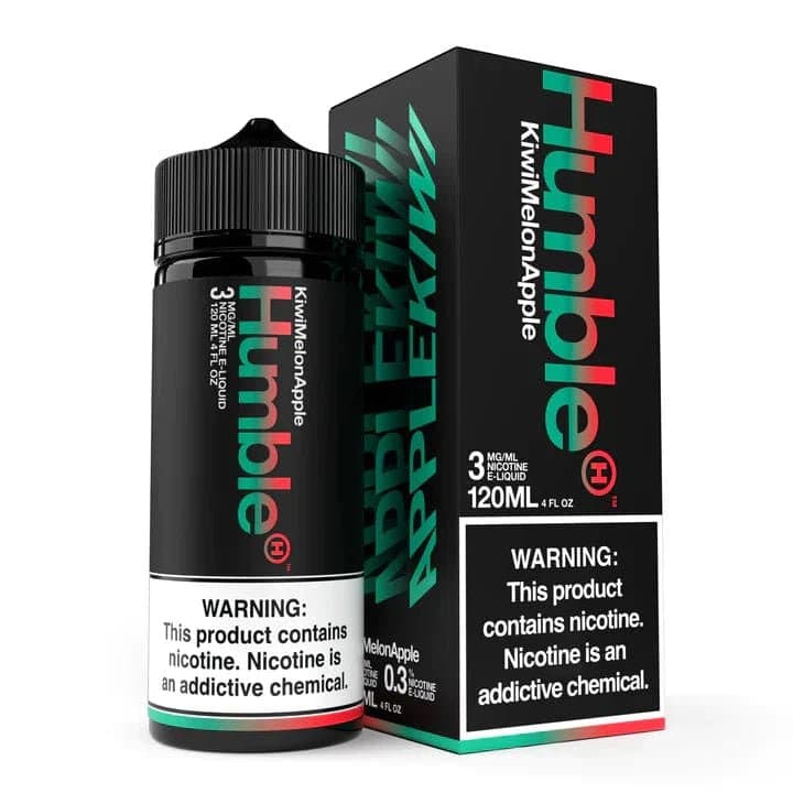 Pee Wee Kiwi e-liquid by Humble Juice Co. in 120mL bottle featuring a kiwi, melon, and apple flavor profile.