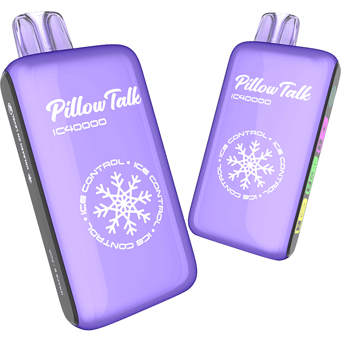 Pillow Talk IC40000 Ice Controllable Disposable Vape with 5% nicotine, showing sleek design and mouthpiece.