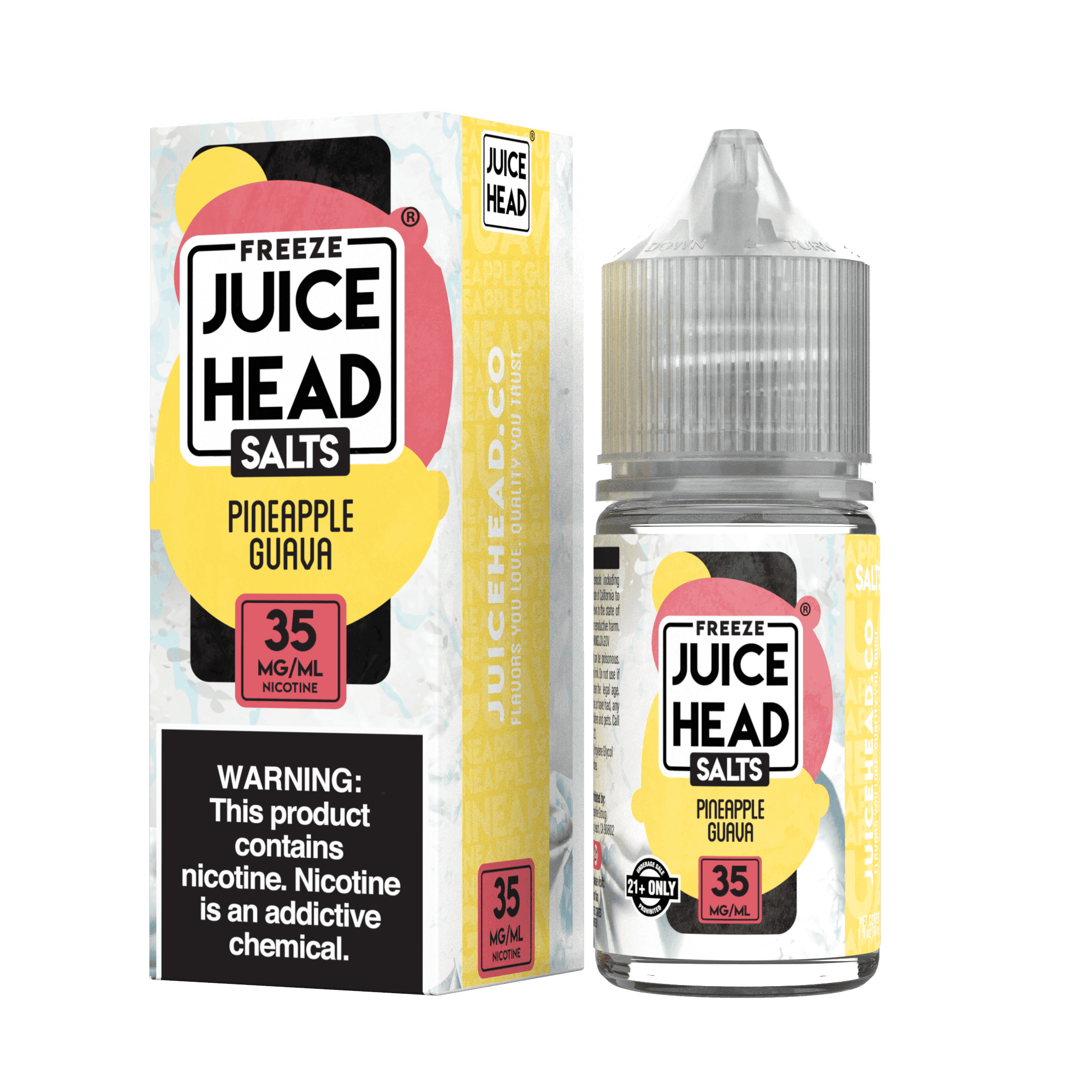 Pineapple Guava Freeze Juice Head SALTS e-liquid 30mL bottle with tropical fruit flavor and icy menthol finish.