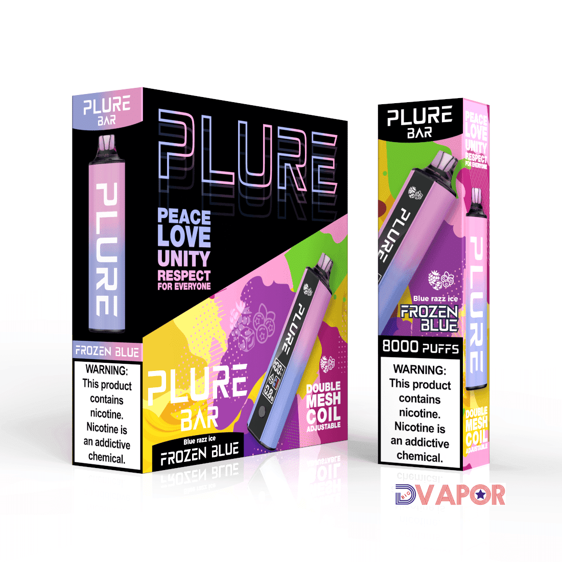 Disposable Plure Bar 8000 Puff Vape with sleek design and colorful mouthpiece, showcasing the vape device on a plain background.