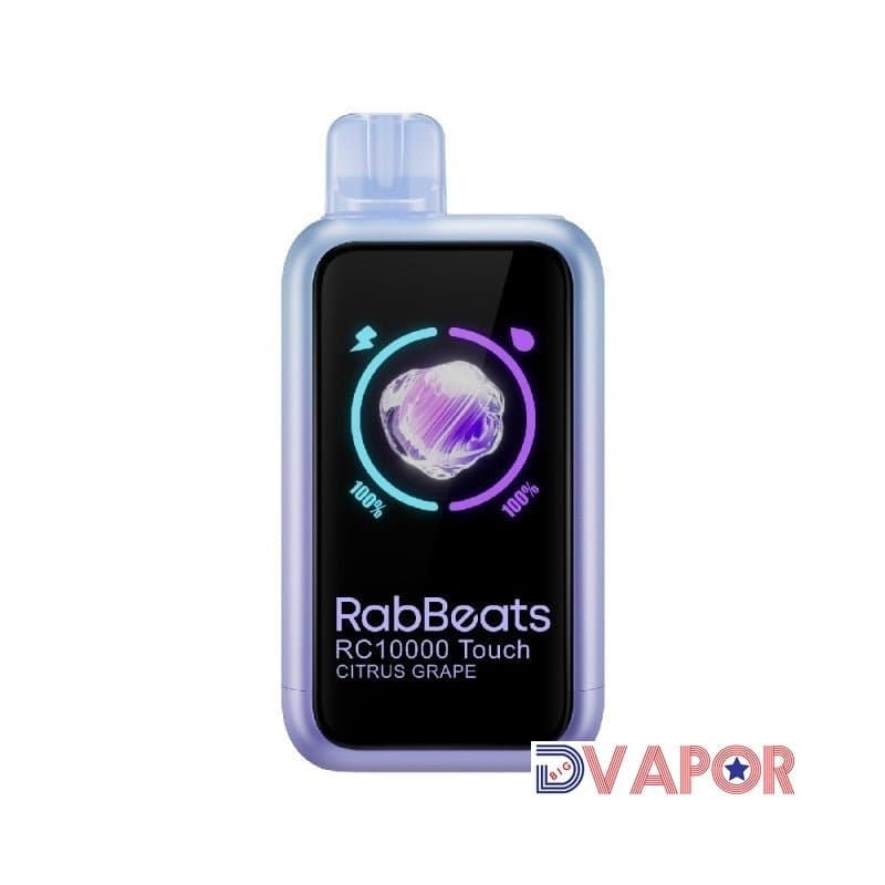 EB Design Rab Beats RC10000 Touch Disposable Vape shown with sleek black design and compact size for easy vaping.
