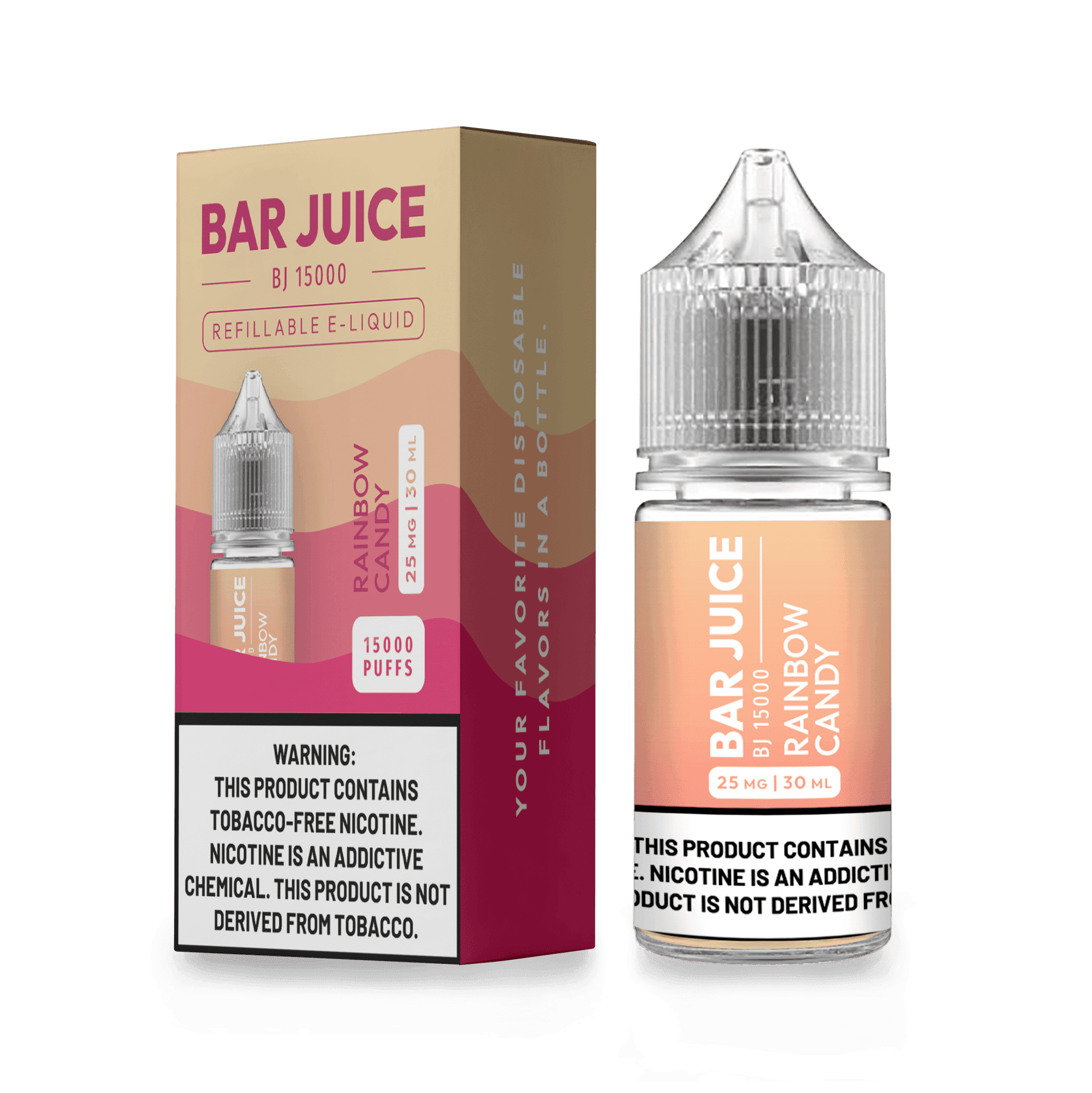 Rainbow Candy SALT Bar Juice e-liquid in 30mL bottle with colorful rainbow candy design, ideal for vaping.