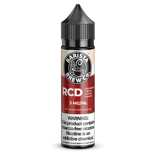 Raspberry cream cheese Danish flavored e-liquid by Barista Brew Co. in a 60mL bottle, featuring a fruity and creamy vape flavor.