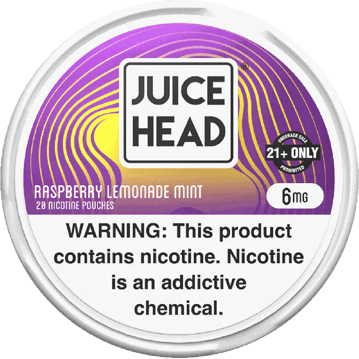 Raspberry Lemonade Mint nicotine pouch by Juice Head, 20-count, with fresh raspberry, lemon, and mint flavor in a sleek pouch.