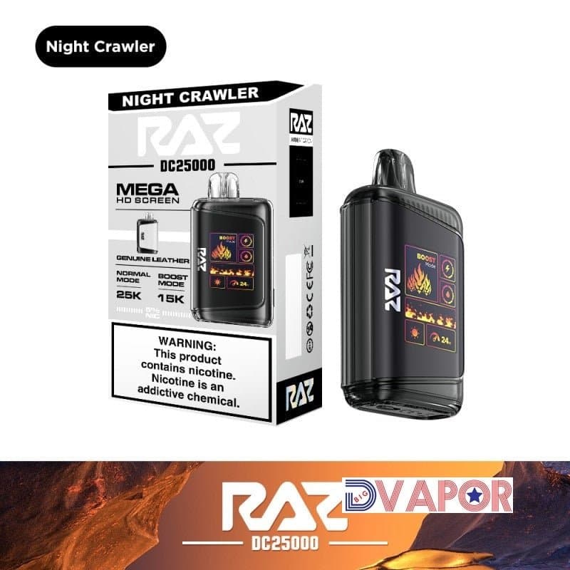 RAZ 25,000 Puff disposable vape in sleek design, compatible with DC25000 and LTX25000 models, showcasing modern vaping device.