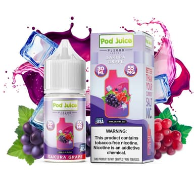Pod Juice PJ5000 Salt - 30mL — Sakura Grape ICE PJ5000