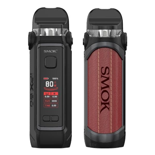 SMOK IPX 80 80W pod mod kit with sleek compact design, device with user interface and pod attachment, metal and plastic finish