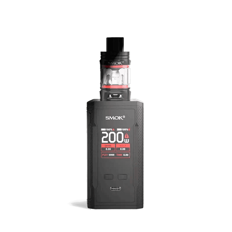 SMOK R-KISS 2 200W Starter Kit hardware with sleek design, featuring a compact mod and included vaping accessories.