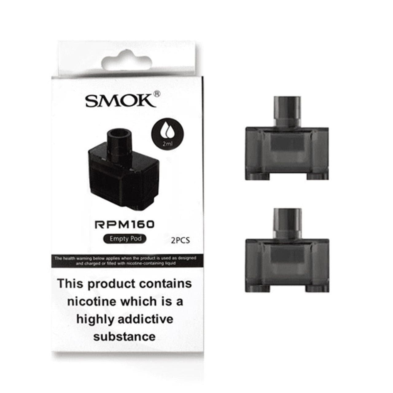 SMOK RPM 160 replacement vape pods designed for SMOK RPM 160 device, featuring transparent plastic with mouthpiece and fill ports.