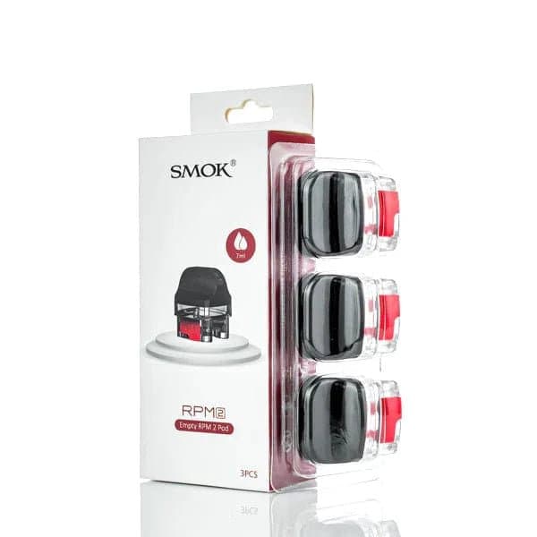 SMOK RPM 2 replacement vape pods for SMOK RPM 2 device, showing clear plastic pods with fill ports and coil openings.