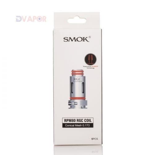 SMOK RPM80 RGC Conical Mesh Coils, 5-pack, vape replacement coils for SMOK devices, featuring conical mesh design for enhanced flavor.