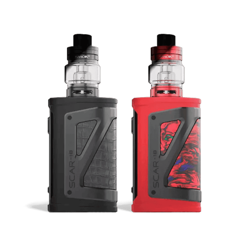 SMOK SCAR-18 230W Starter Kit with sleek hardware design, featuring the SMOK brand logo and detailed components.