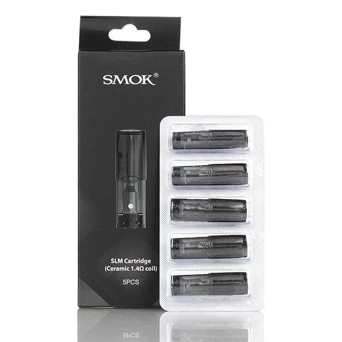 SMOK SLM replacement pods for vaporizer, black plastic cartomizer with mouthpiece, compatible with SMOK SLM device.
