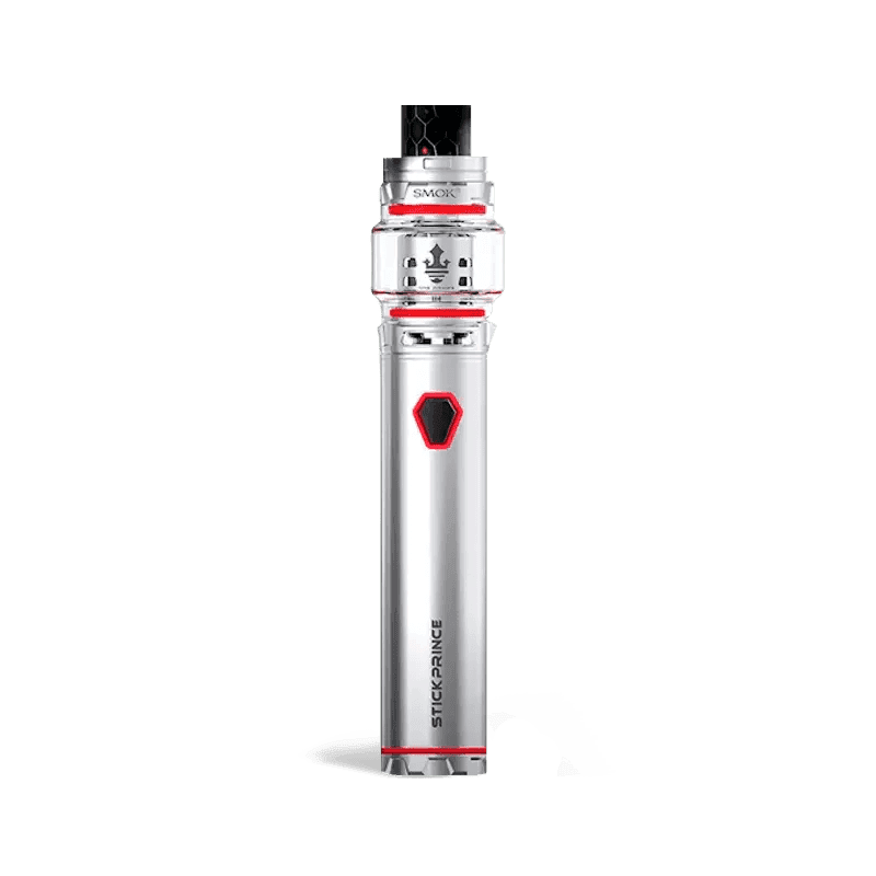 SMOK Stick Prince Kit hardware with sleek black design, includes vape device, tank, and mouthpiece for vaping.