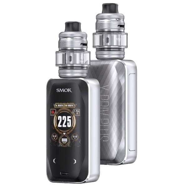 SMOK X-Priv Plus 225W starter kit with sleek mod and tank, featuring advanced hardware for vaping enthusiasts.