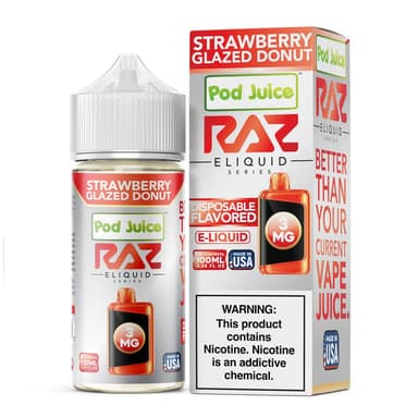 Pod Juice x Raz E-Liquid - 100mL — Strawberry Glazed Donut