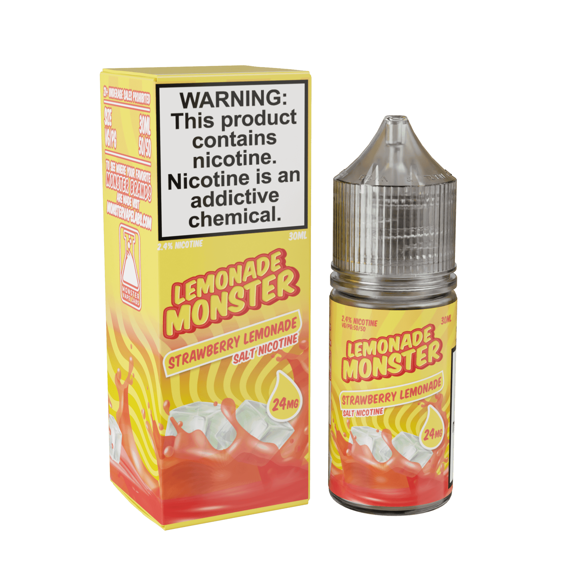 Strawberry Lemonade SALT e-liquid by Lemonade Monster in a 30mL bottle, featuring a refreshing strawberry and lemon flavor.