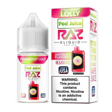 Pod Juice x Raz E-Liquid Salt - 30mL — Strawberry Lolly
