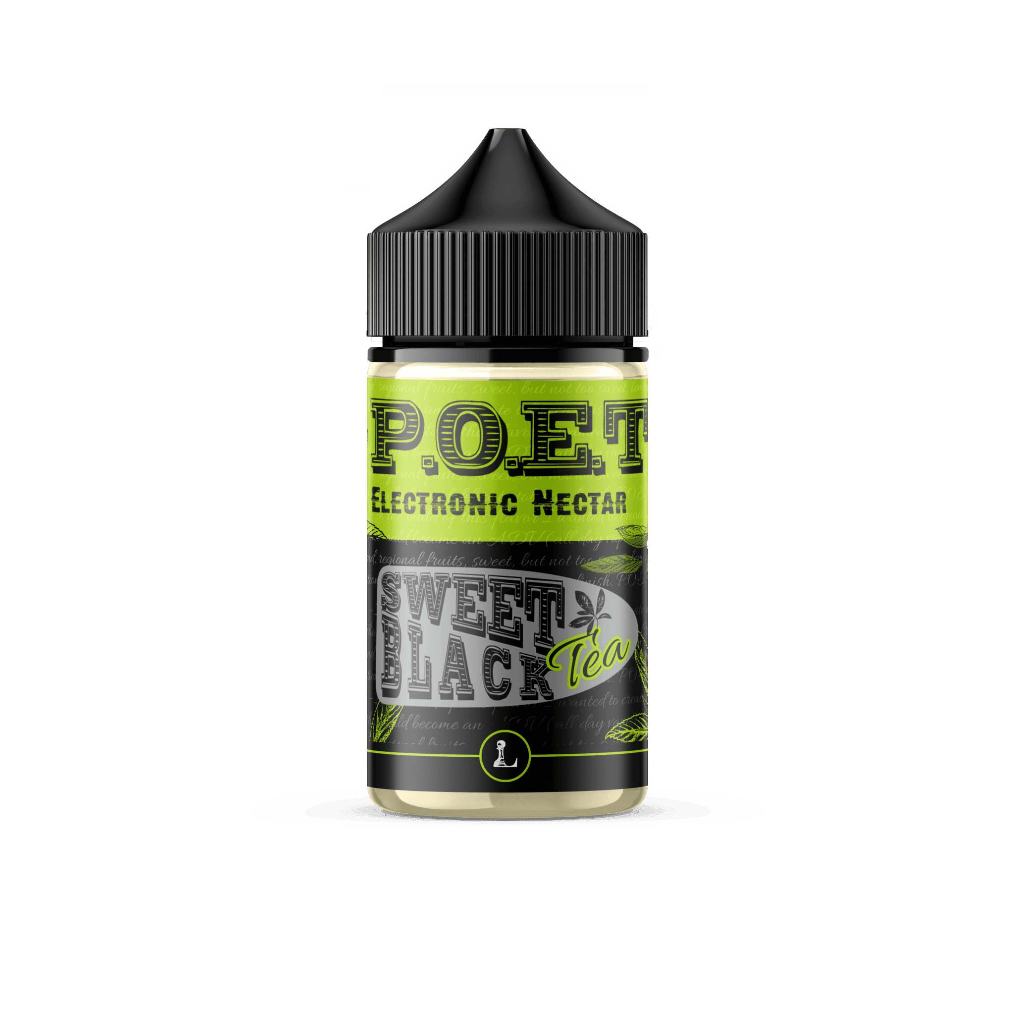Bottle of Five Pawns Sweet Black Tea Poet e-liquid with black tea flavor, 60mL bottle on a neutral background.