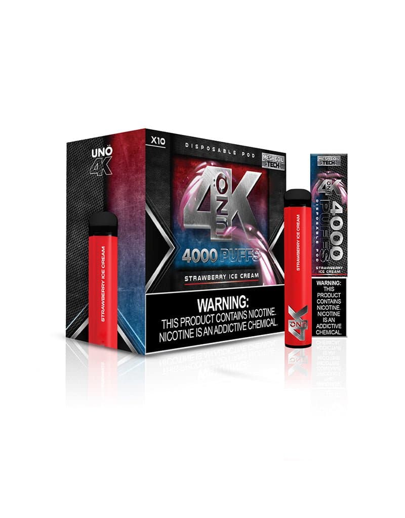 UNO 4K disposable vape with 4000 puffs, sleek design, and compact size for easy vaping.
