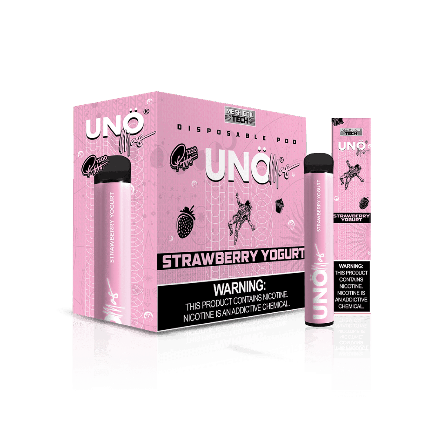 Uno Mas Disposable 5% | 1,200 Puffs — Strawberry Yogurt