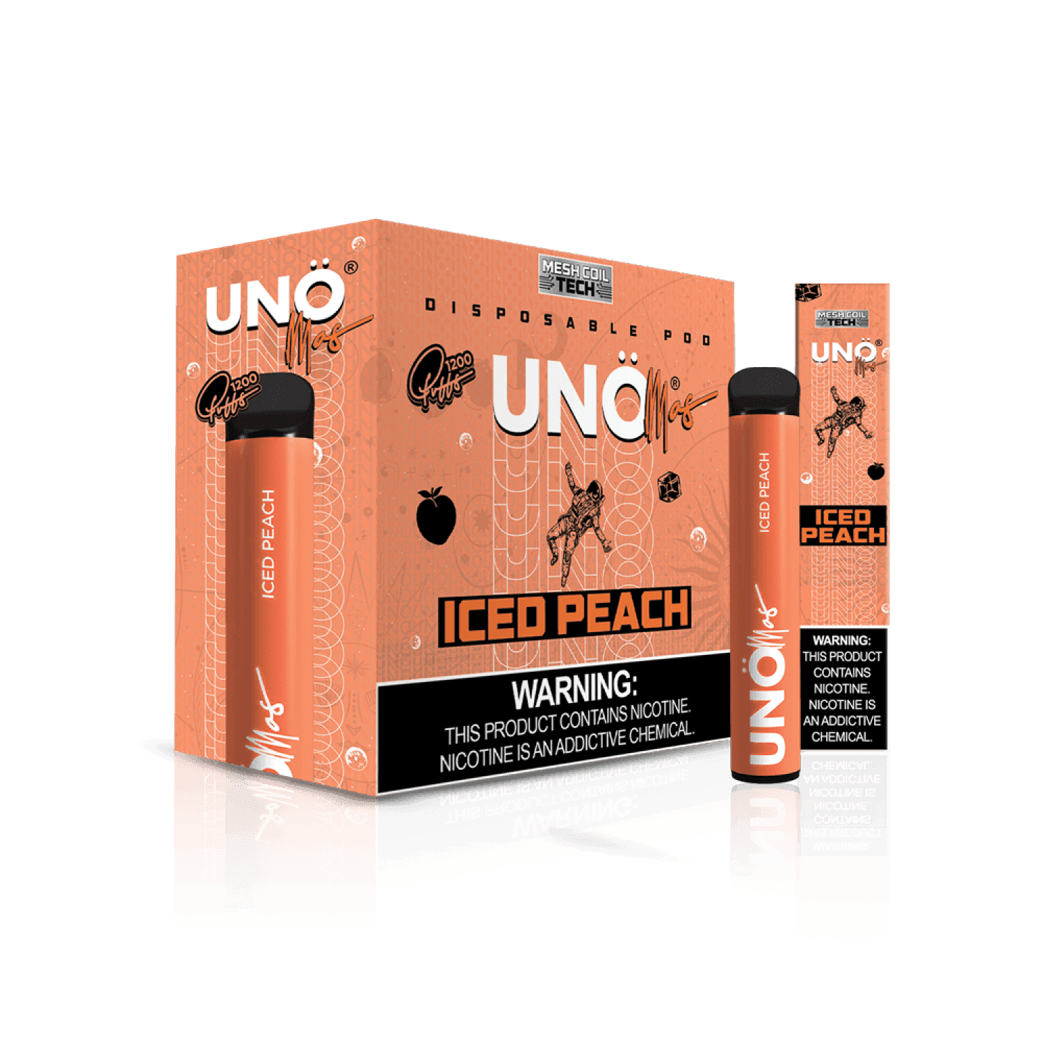 UNO Uno Mas Disposable Vape with 5% nicotine, 1200 puffs, sleek design, portable, ideal for on-the-go vaping.