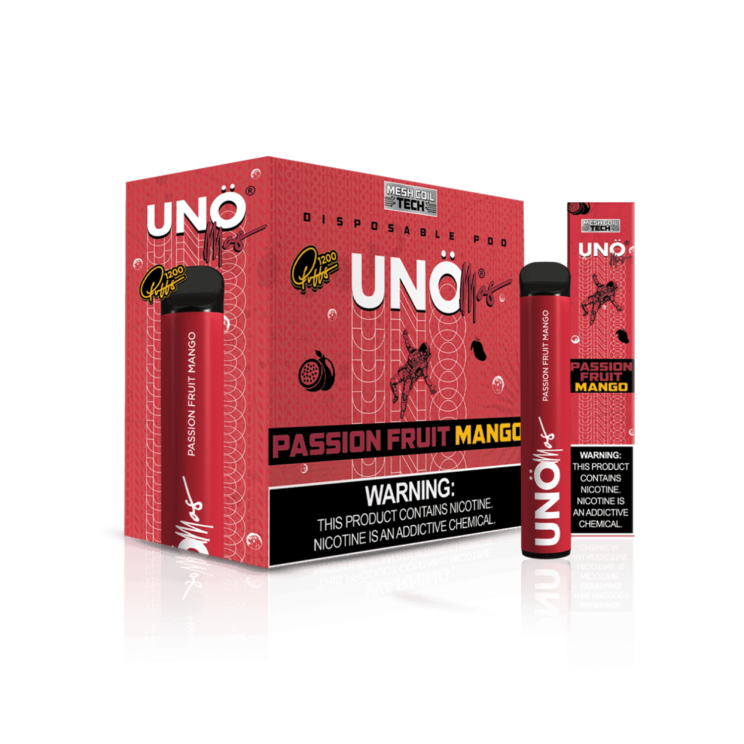 UNO Uno Mas Disposable Vape with 5% nicotine, 1200 puffs, compact design, ideal for easy vaping on the go.