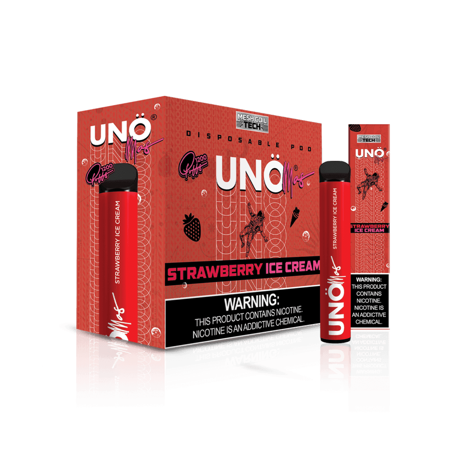 Uno Mas Disposable 5% | 1,200 Puffs — Strawberry Ice Cream