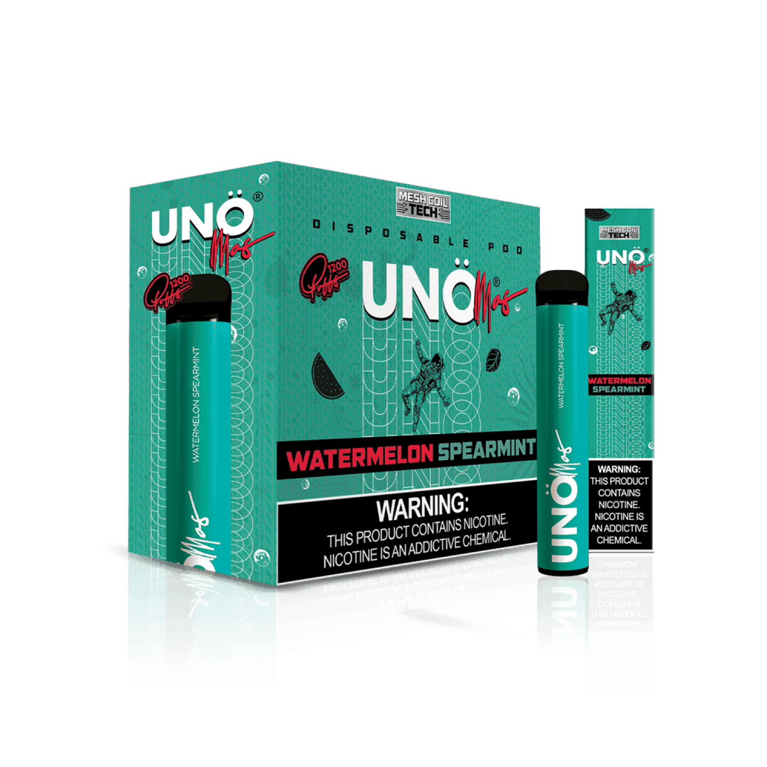 Uno Mas Disposable 5% | 1,200 Puffs — Watermelon Spearmint