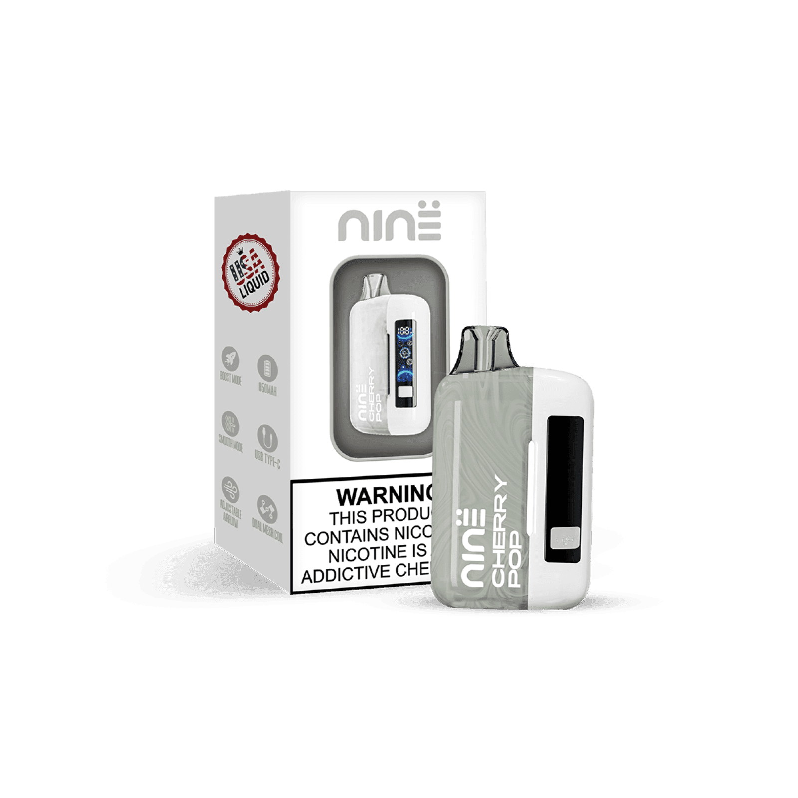 UNO NiNE full kit vape disposable with battery and pod, Texas compliant, offers up to 30,000 puffs.